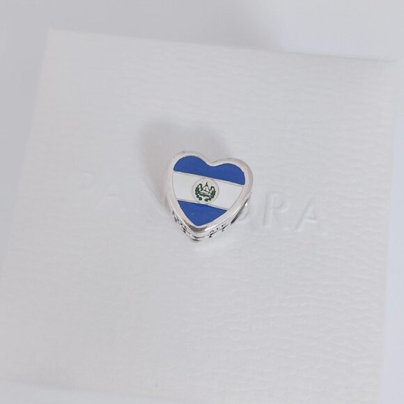 Pandora El Salvador Flag Exclusive Heart Charm Bead with box - Picture 5 of 9
